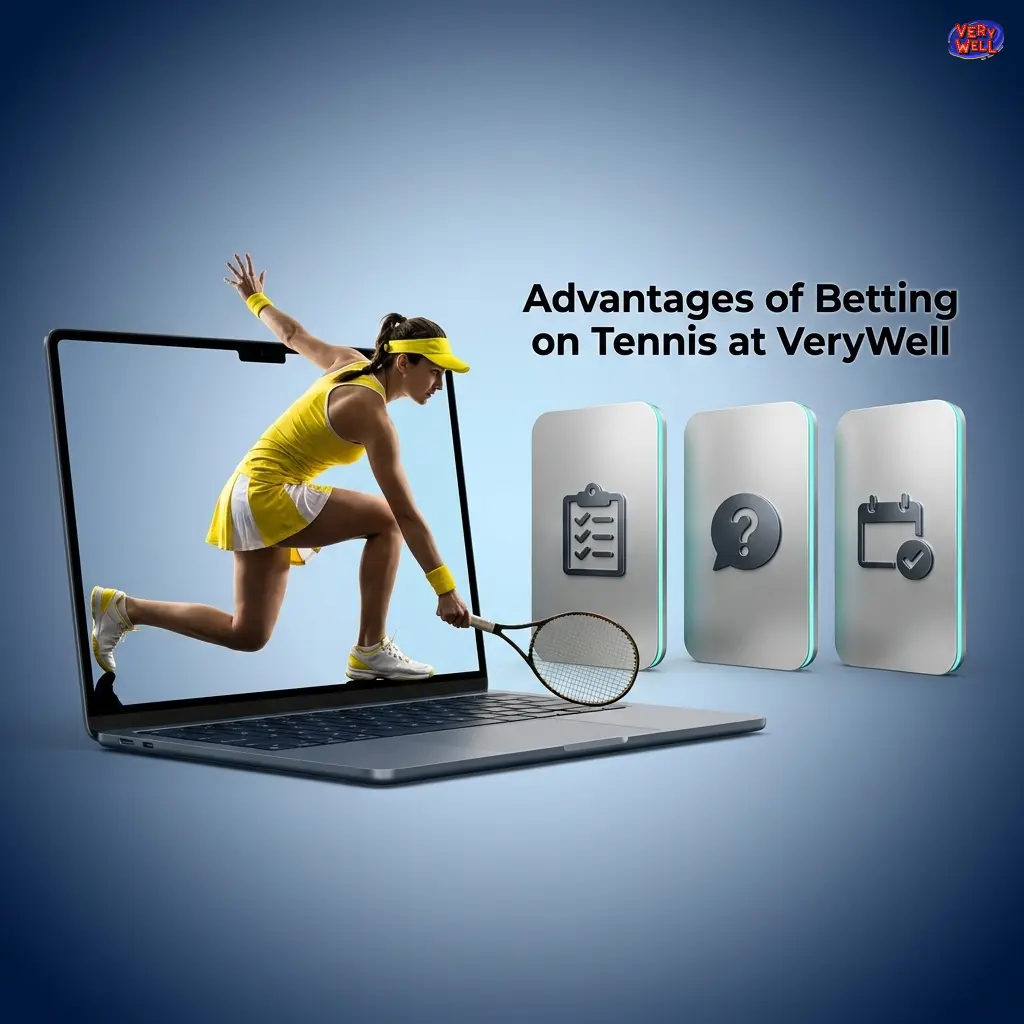 VeryWell tennis betting platform showing key advantages including live streaming, in-play markets, Cash Out, and mobile access for UK bettors