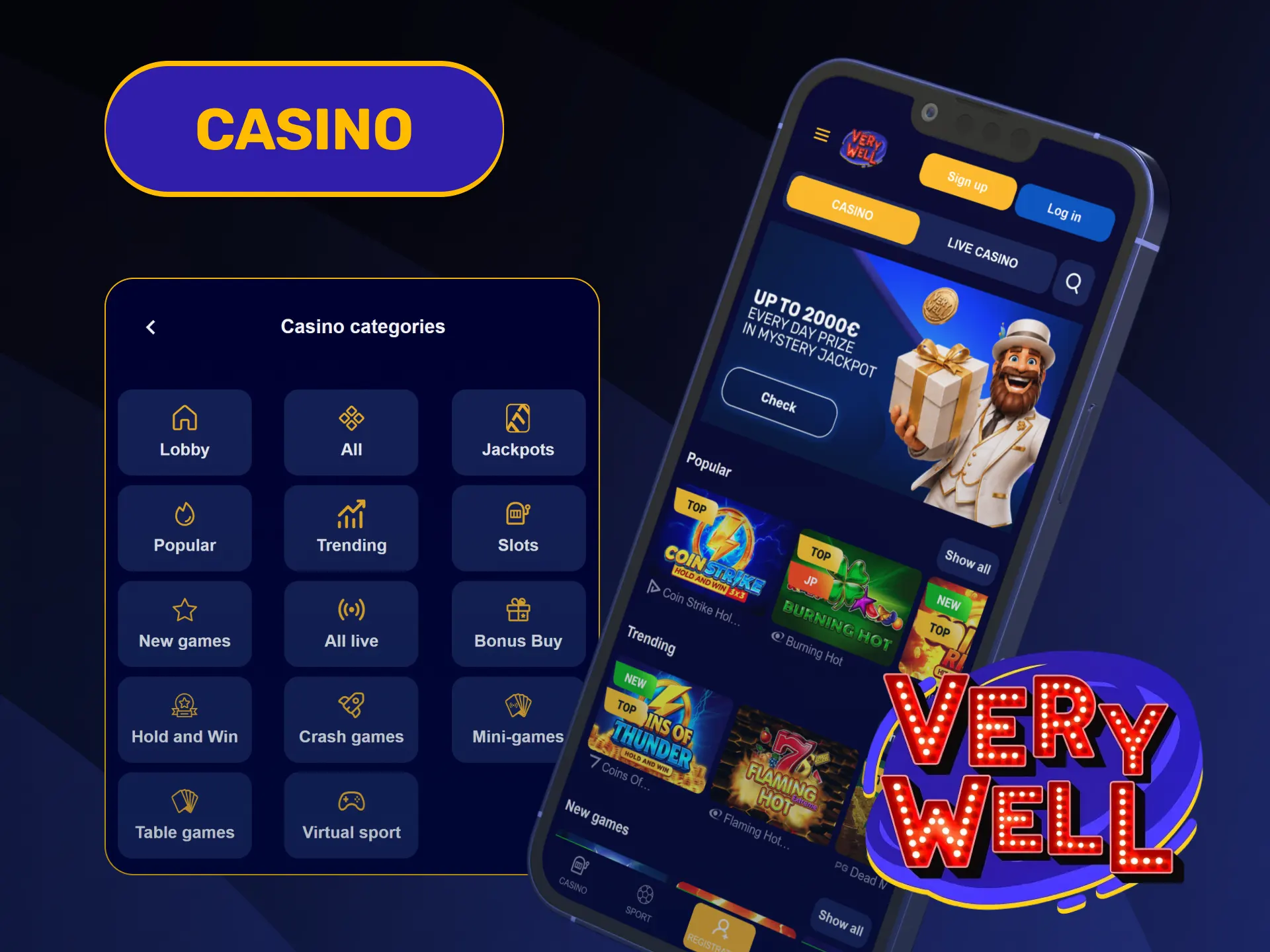 Spin top video slot reels on your smartphone using VeryWell App.