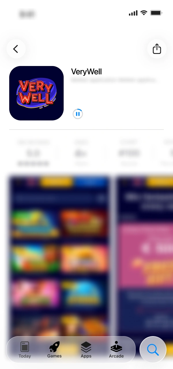 Wait a few seconds as you download the VeryWell iOS App.