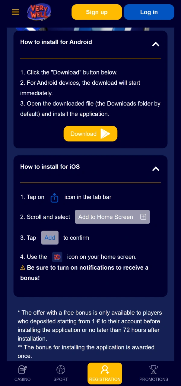 Save the web shortcut to install the iOS VeryWell Basketball app.