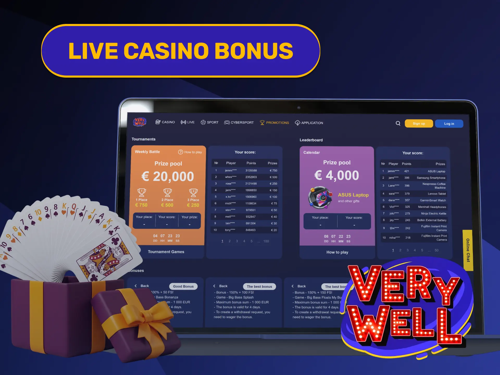 Join interactive dealer tables using live casino bonuses on VeryWell.