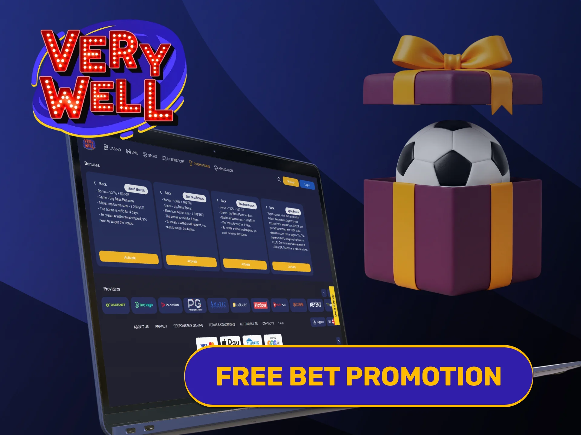 Place risk-free sports wagers claiming special promotional VeryWell free bet Bonuses.