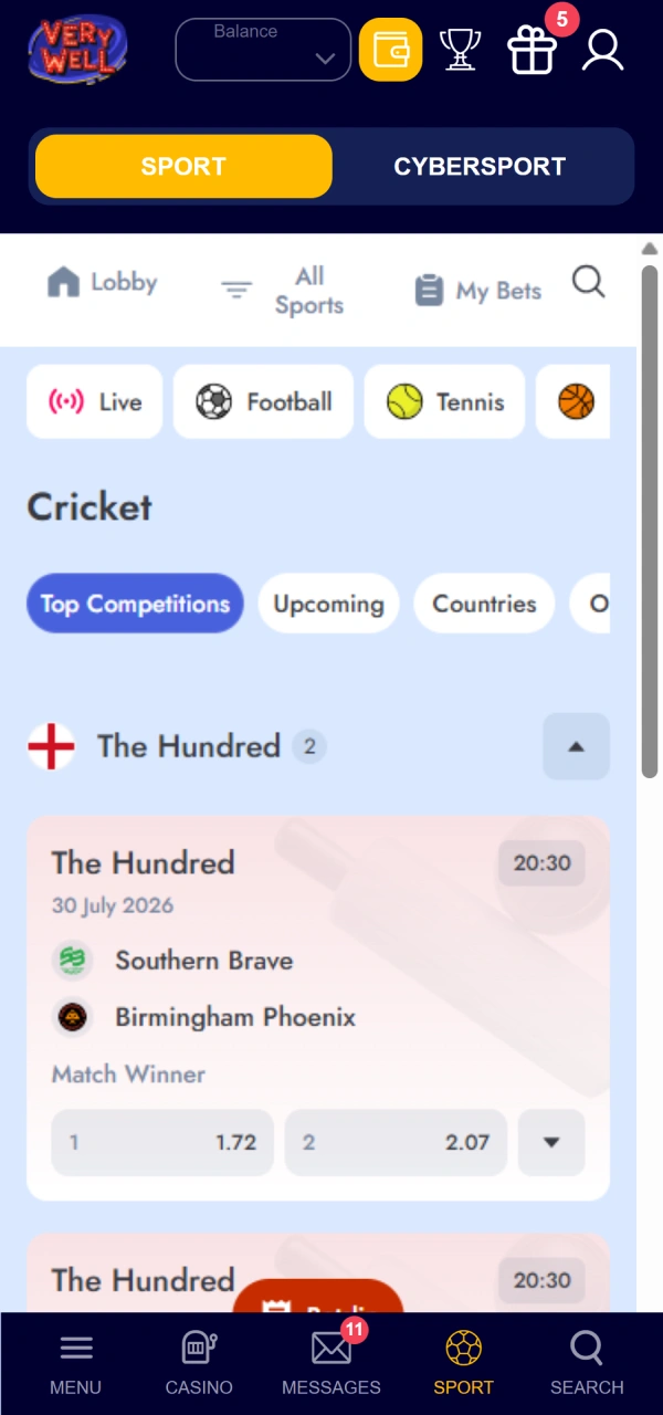 Pick your target match fixture for VeryWell Cricket betting start guide.