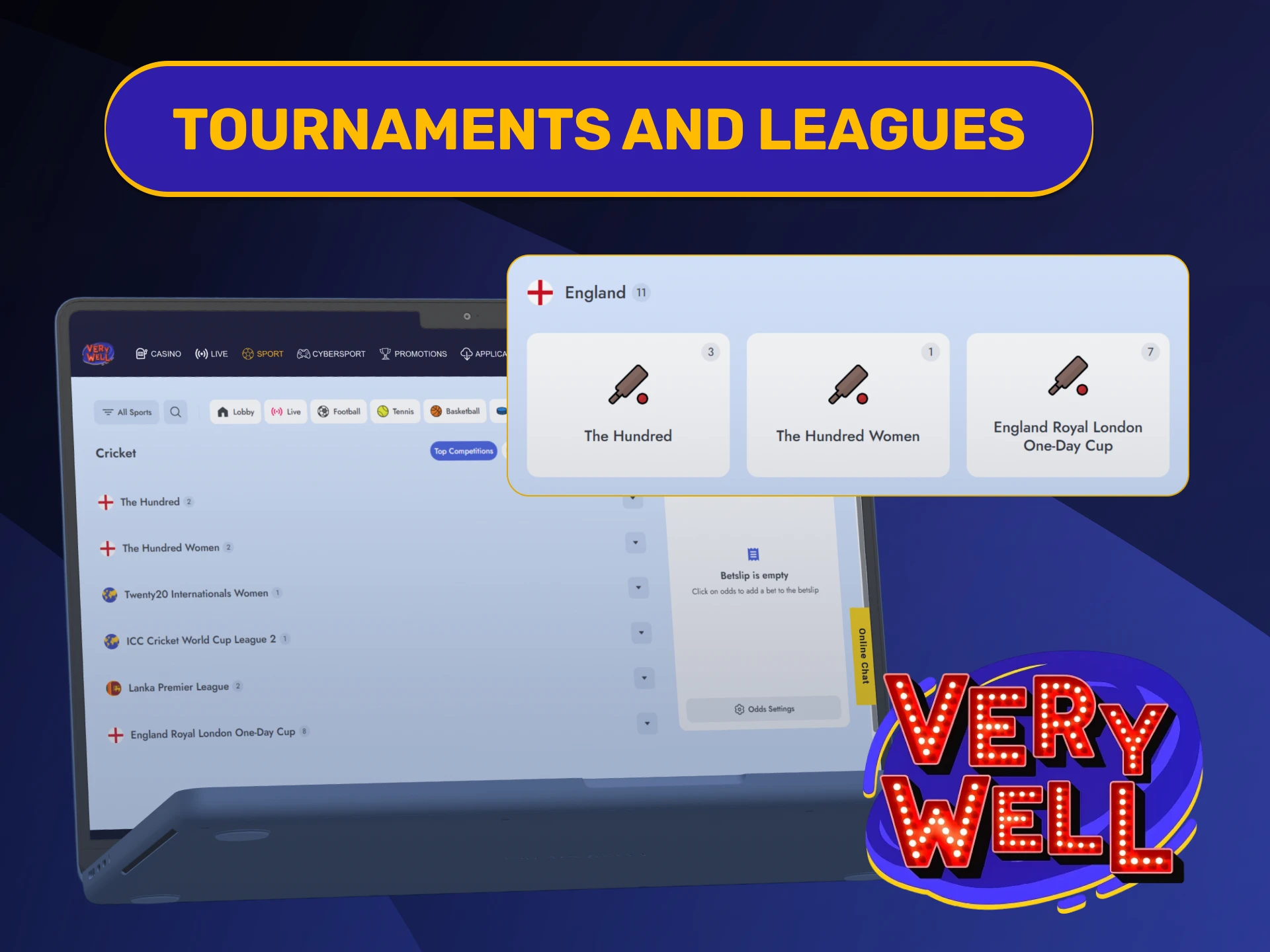 Predict match outcomes across premier leagues on VeryWell Cricket page.