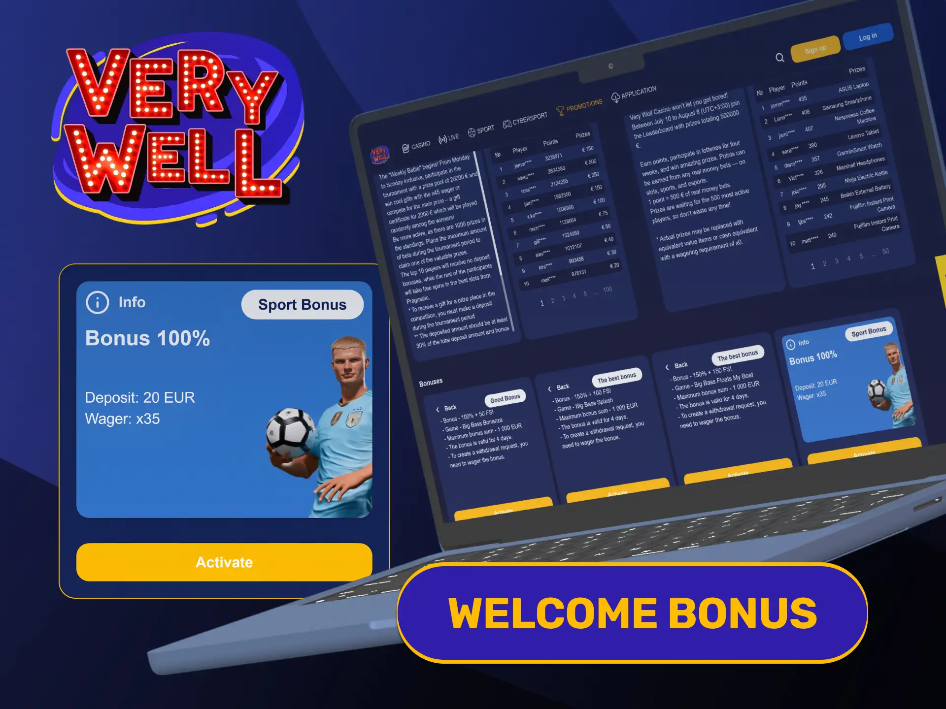 Claim extra promotional match funds to boost VeryWell Cricket page.