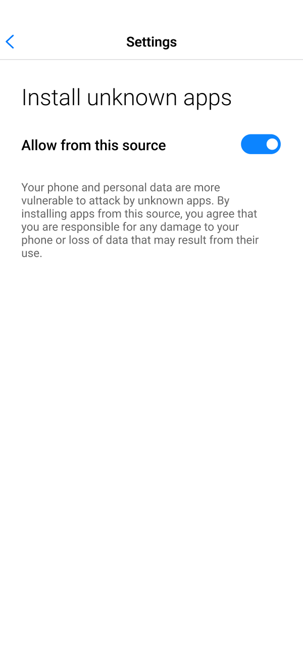 Adjust internal device security settings for the Android VeryWell F1 app.