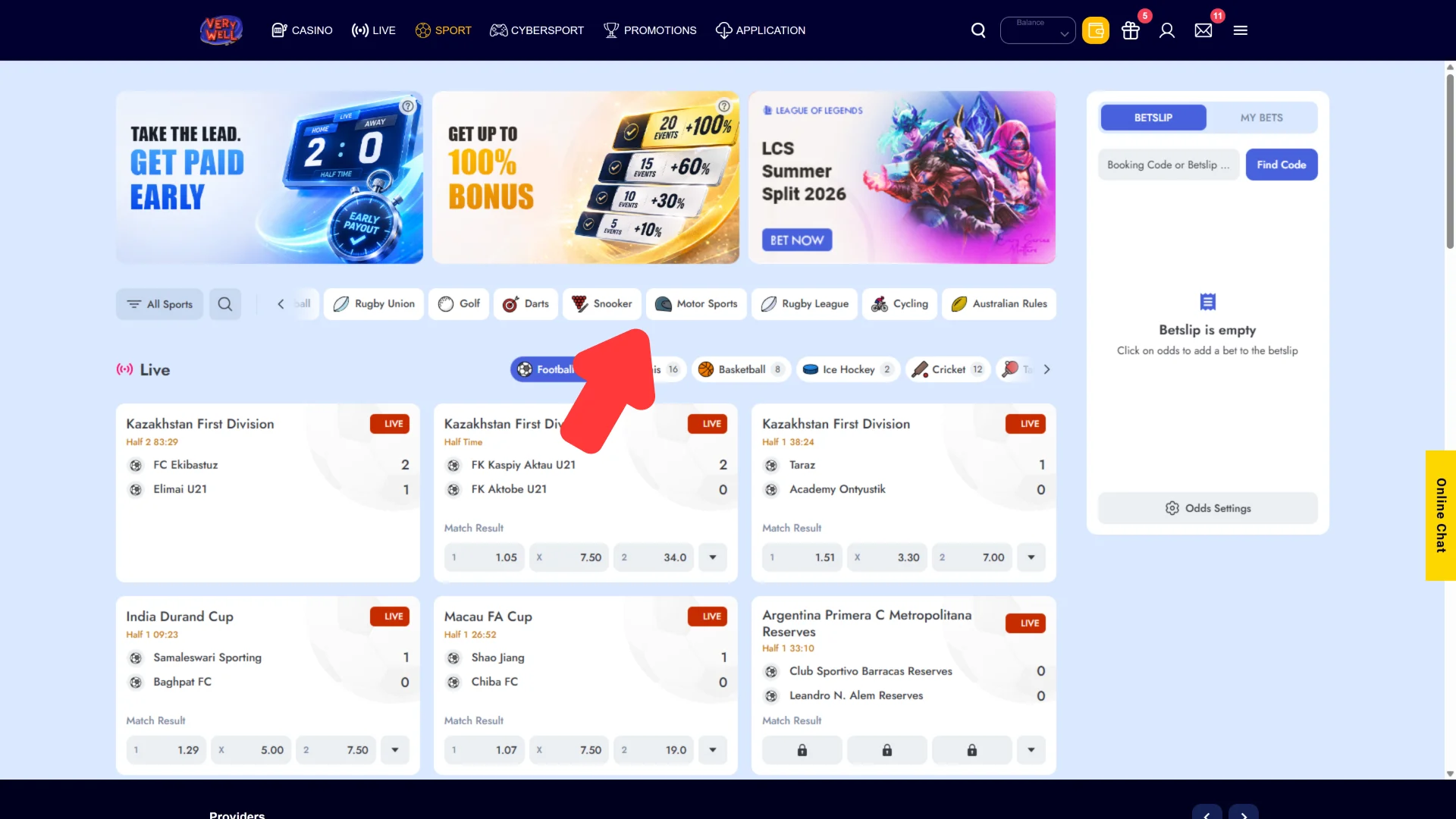 Open Motorsport lines showing how to bet on VeryWell F1 online.