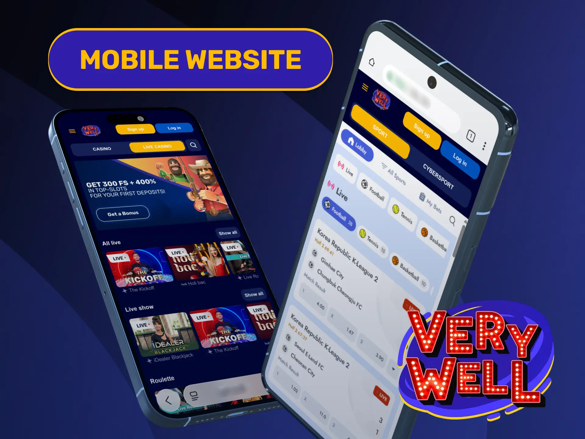Access responsive mobile gambling features on the flexible VeryWell Home page.