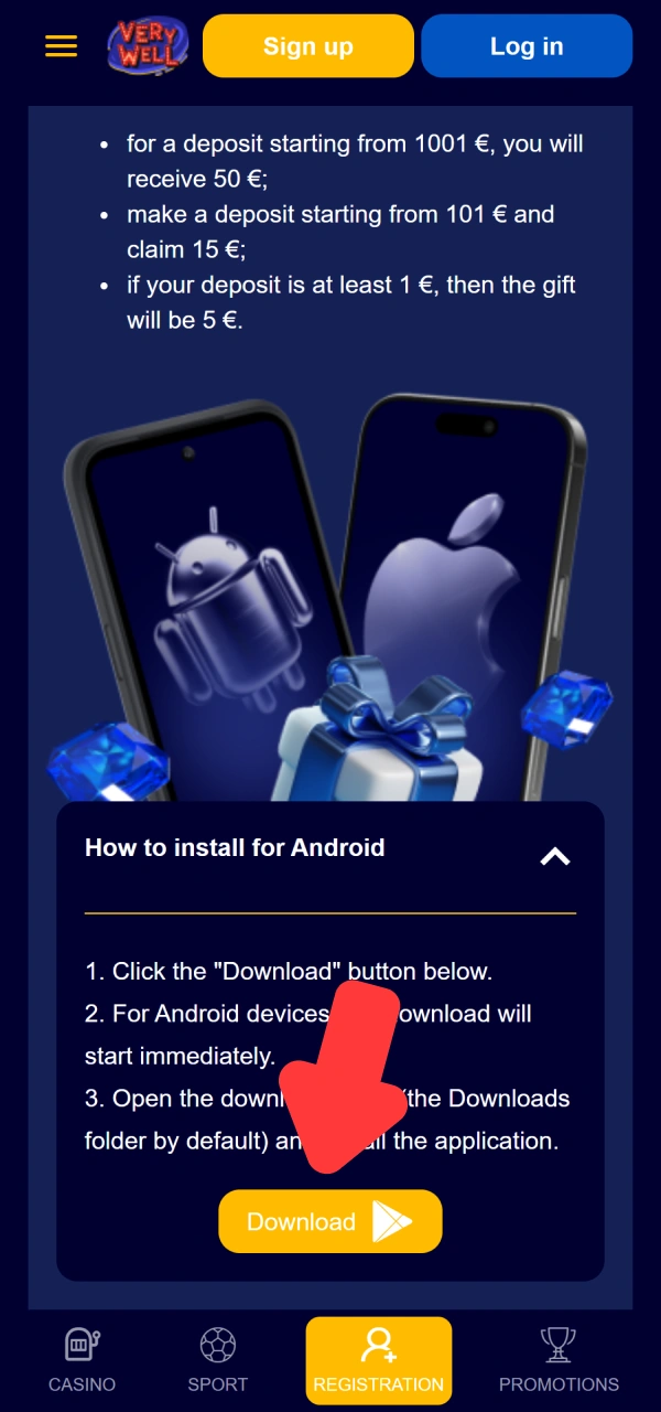 Adjust device safety settings to download the Android VeryWell MMA app.