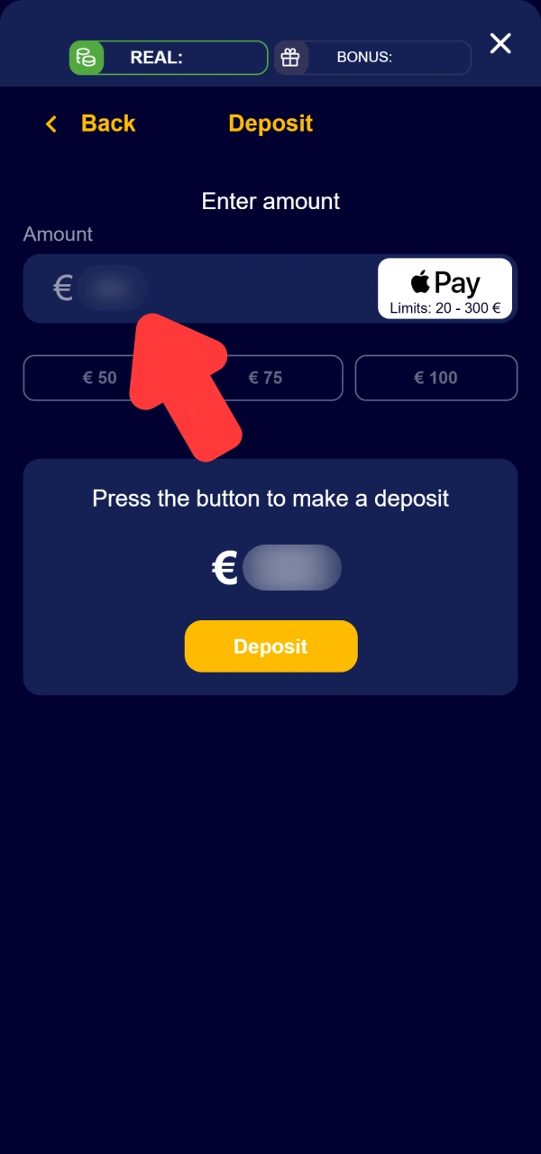 Specify your preferred VeryWell transfer sum on how to make a deposit.