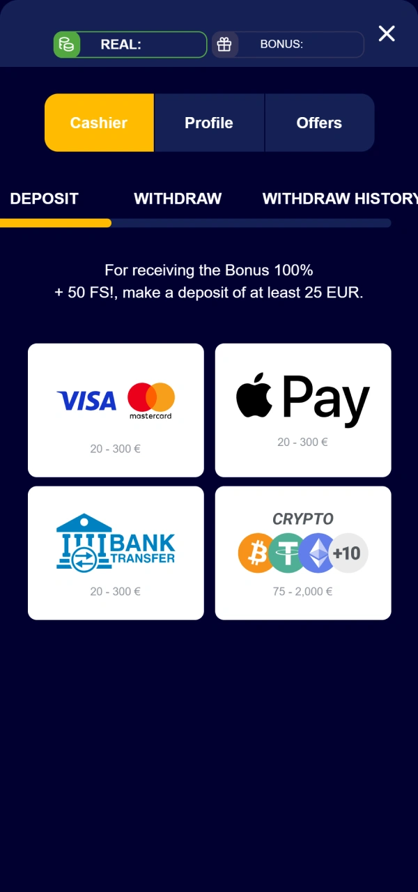 Choose a localized VeryWell wallet channel on how to make a deposit.