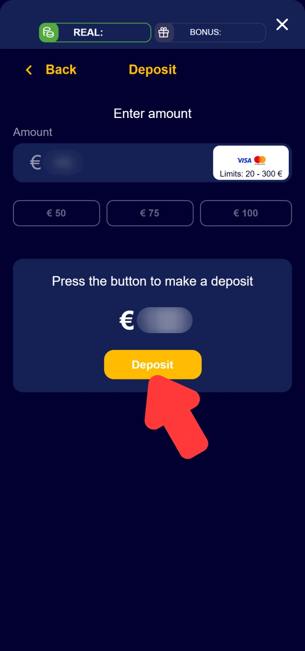 Top up your profile funds showing how to claim VeryWell bonus.