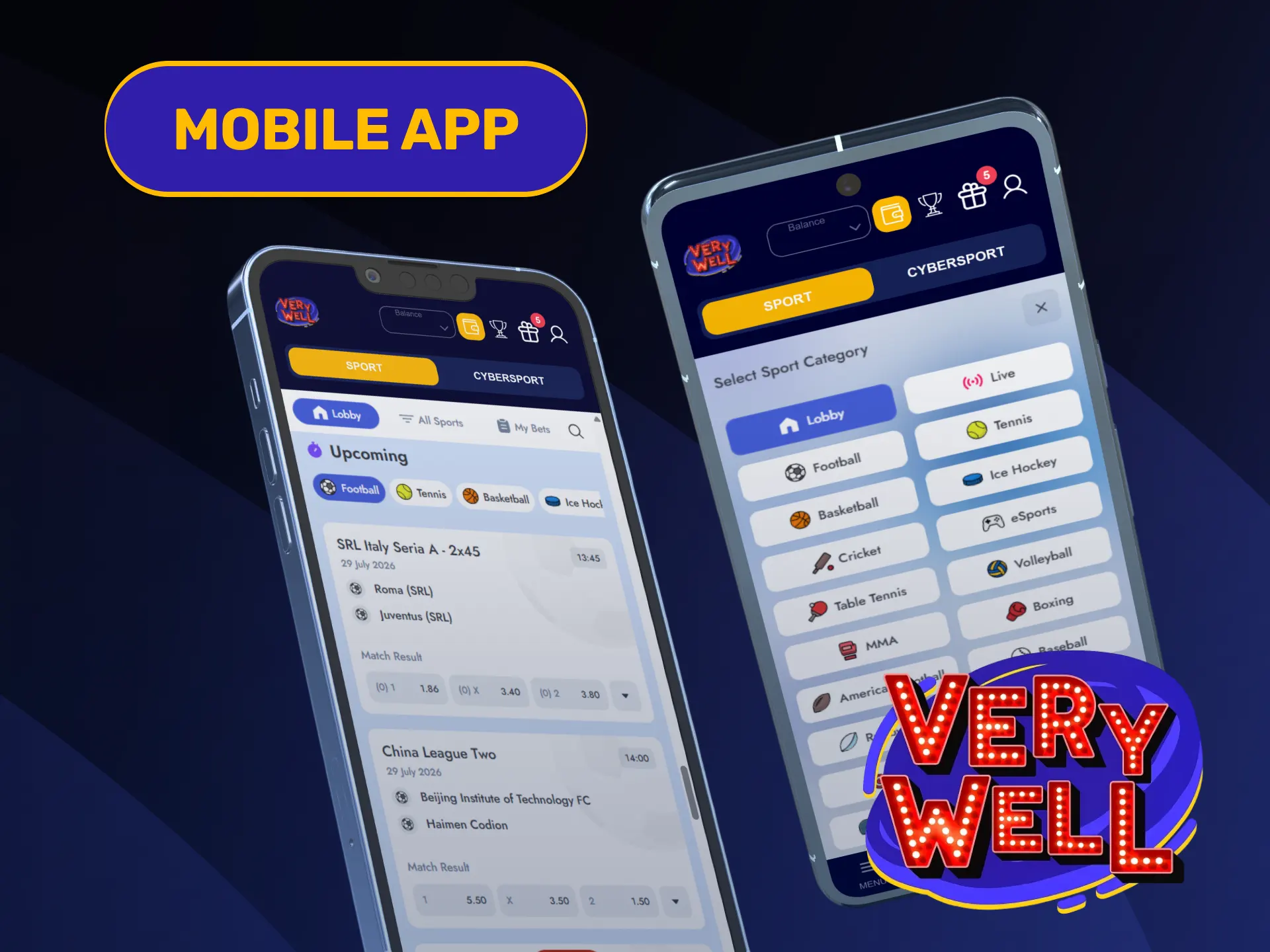 Install the responsive mobile program to bet using VeryWell Sports.