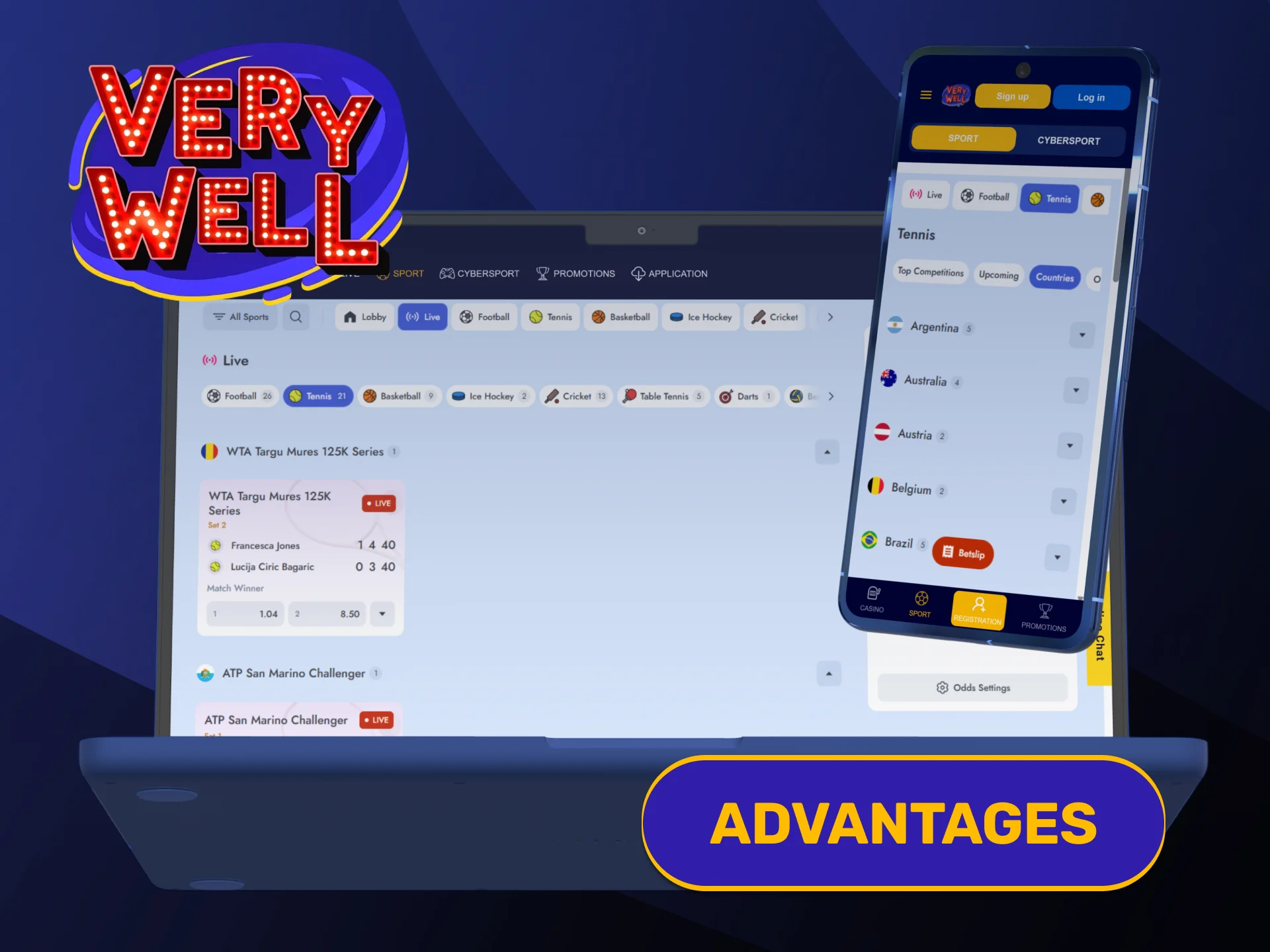 Discover top platform benefits when placing wagers on VeryWell Tennis.