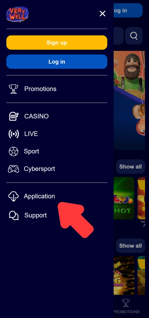 Click the direct installation button inside the VeryWell Tennis app.