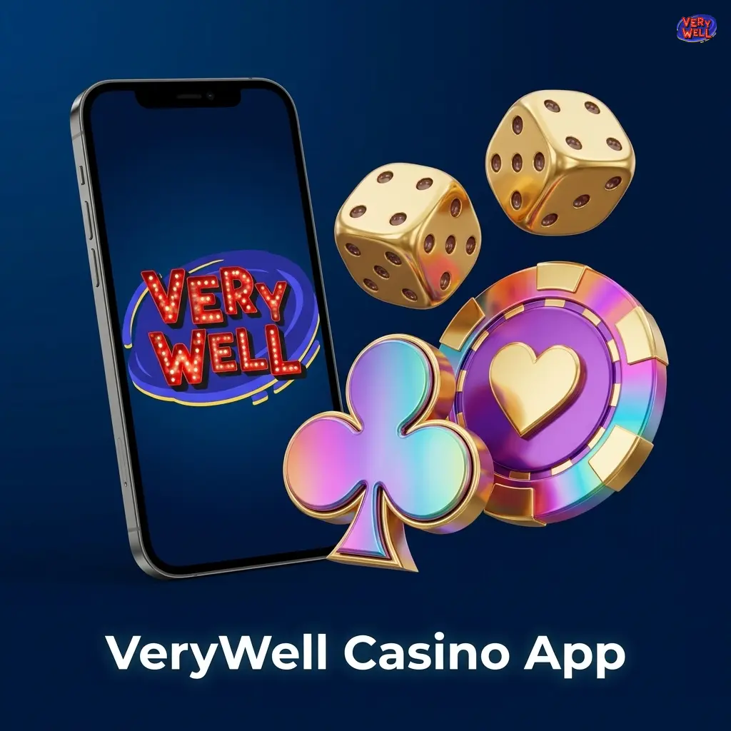 VeryWell Casino app home screen displaying live casino games, slots, and table games with easy sportsbook navigation