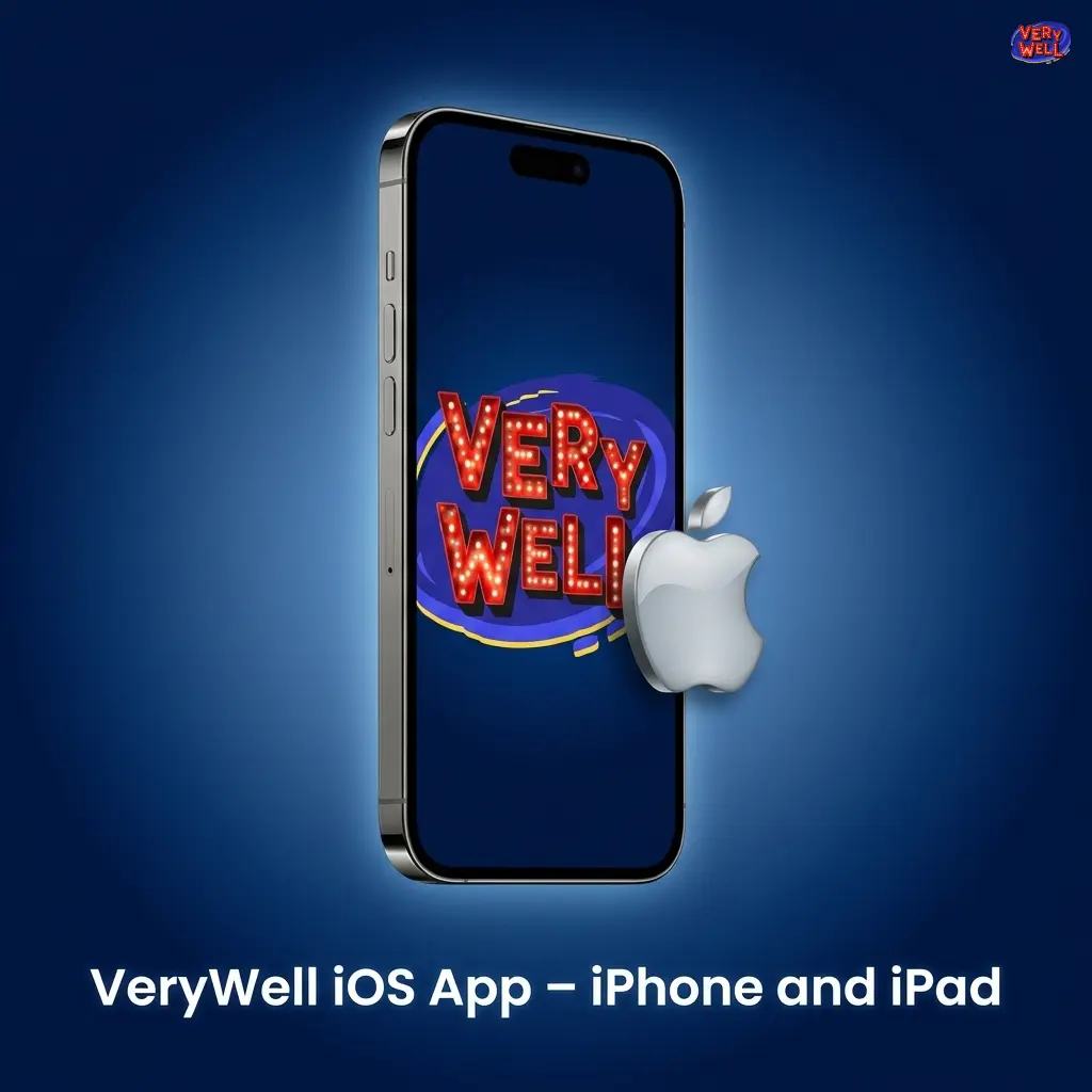 VeryWell iOS app interface displayed on iPhone and iPad showing sports betting and live casino features
