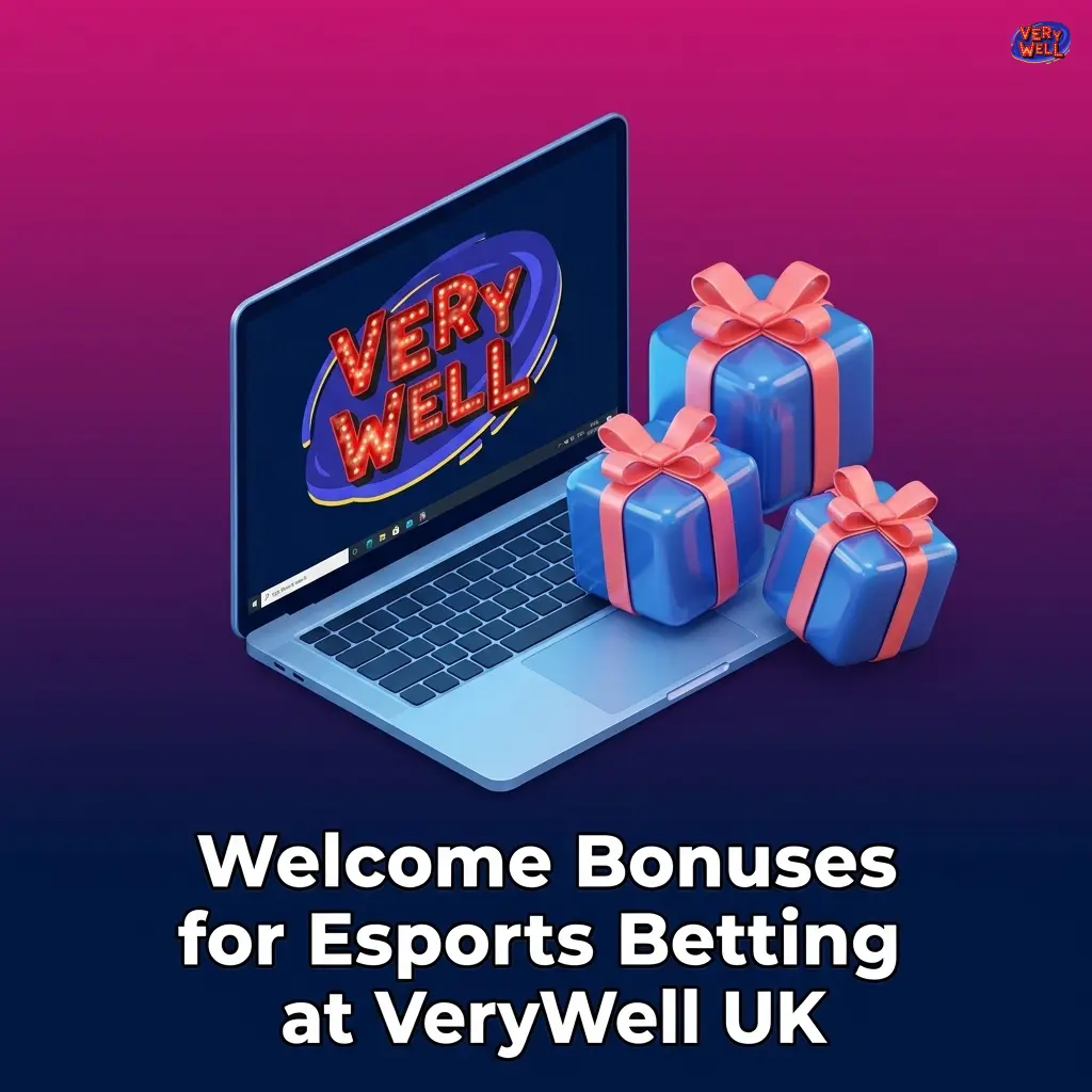 VeryWell UK esports betting welcome bonus tiers showing deposit amounts from 20 EUR to 750 EUR with percentage rewards up to 200%