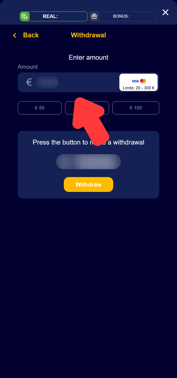 Type your desired cashout sum explaining how to withdraw money VeryWell.