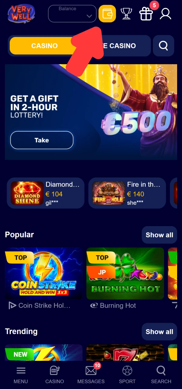 Open the online wallet desk explaining how to withdraw money VeryWell.