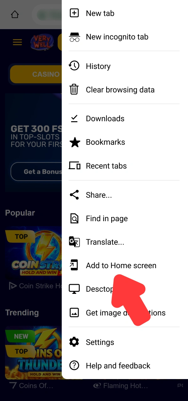 Save shortcut icons on Android to access mobile VeryWell Aviator app.