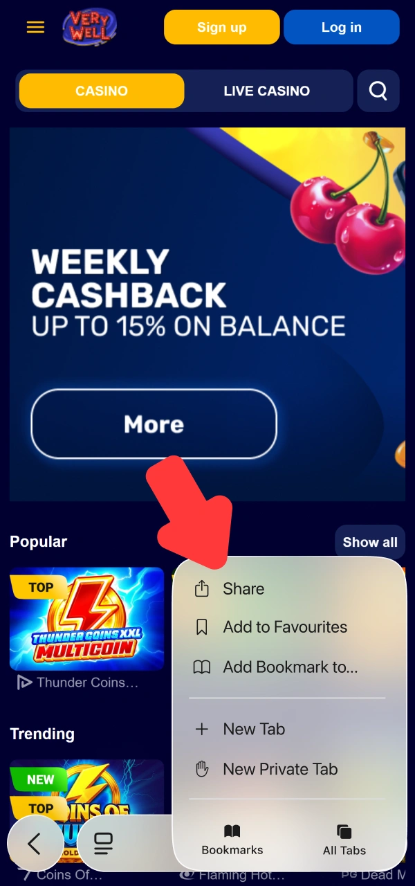 Save the shortcut widget on iOS to run VeryWell Aviator app.