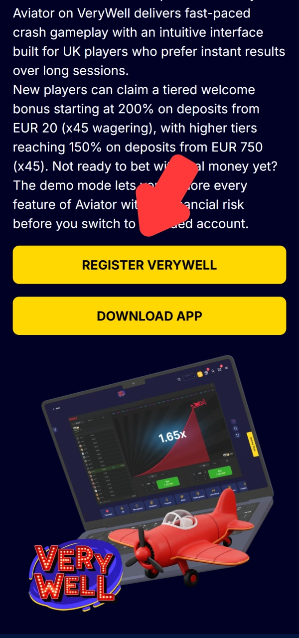 Sign up a new profile following the guide to playing Aviator VeryWell.