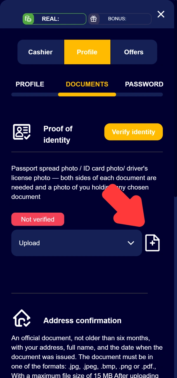 Upload valid passport photos for account verification at VeryWell Betting.