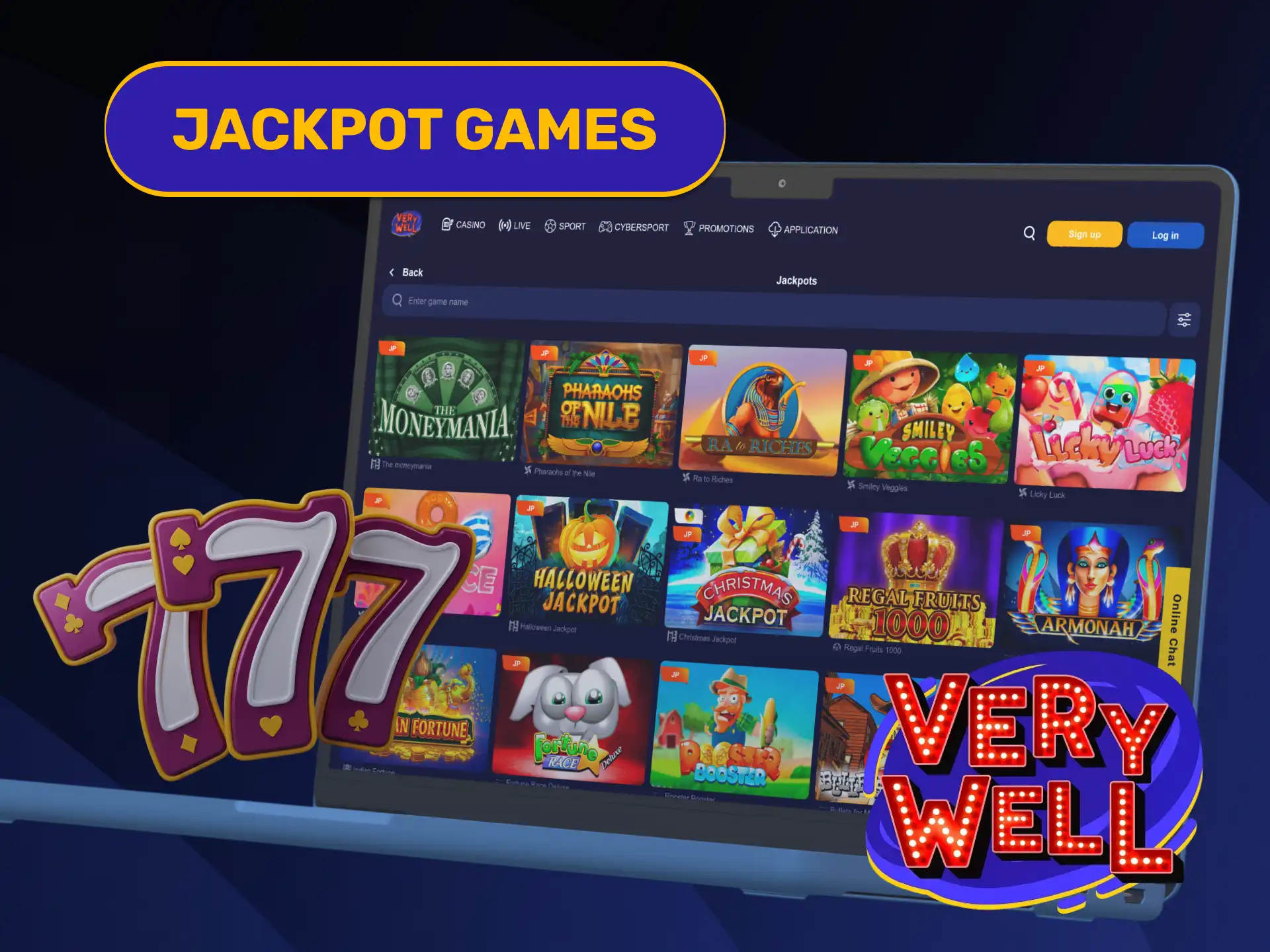 Hunt progressive prize pools playing top games on the VeryWell Casino.
