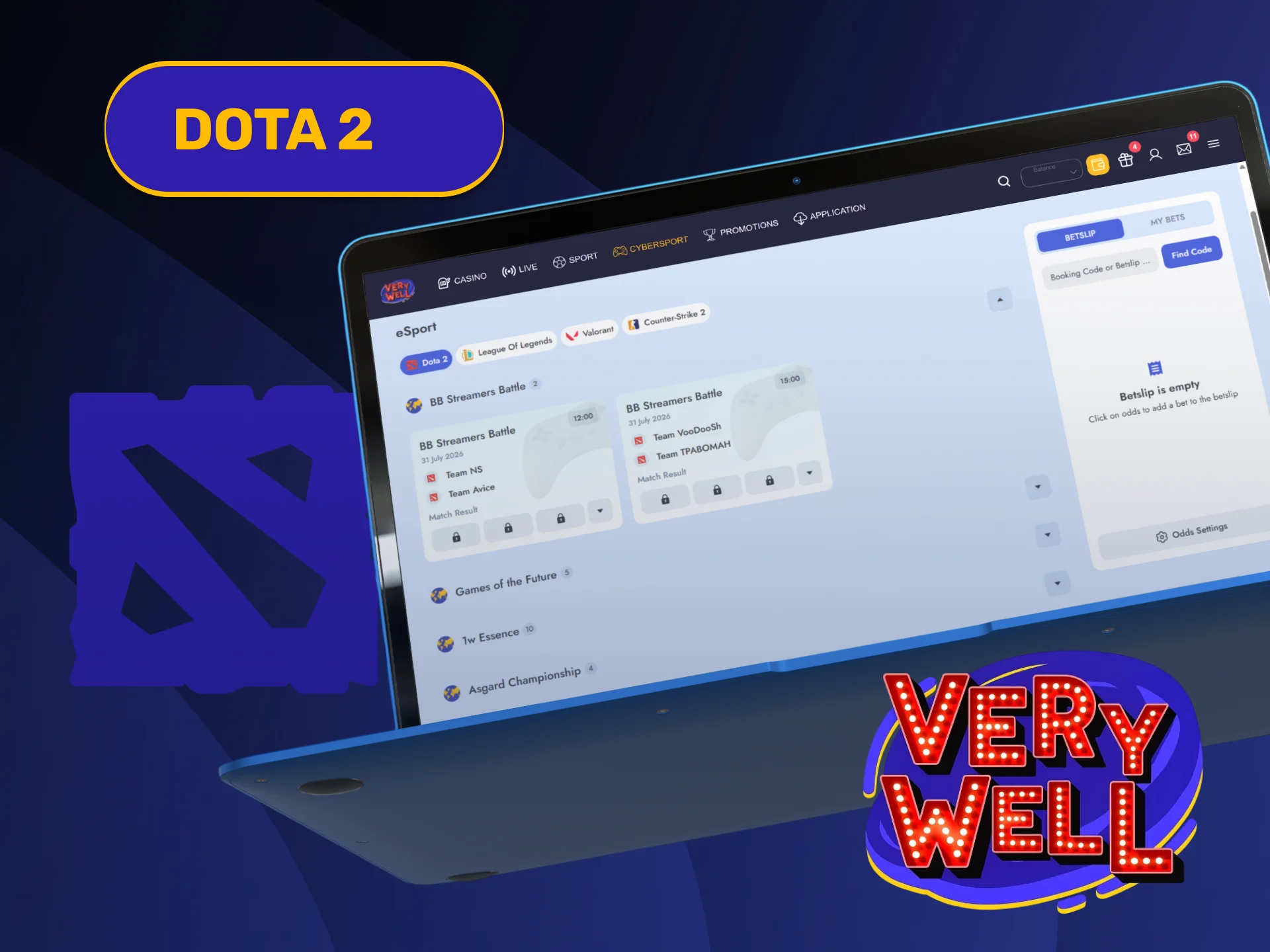 Back top MOBA teams placing wagers on Dota 2 VeryWell Esports.