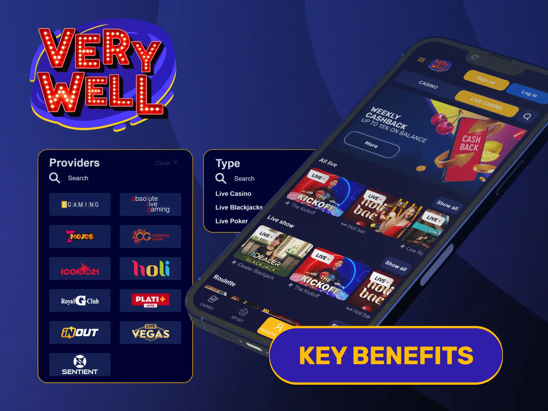 Explore top studio features enjoying key benefits of VeryWell Live Casino.