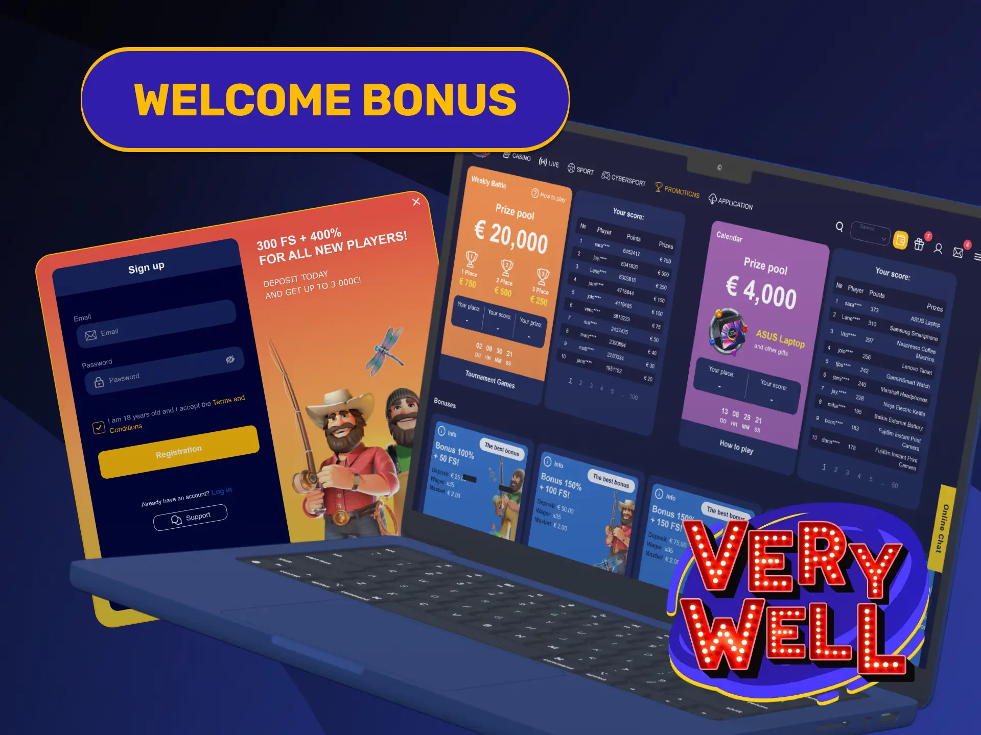 Claim lucrative percentage match funds to boost your VeryWell Live Casino.