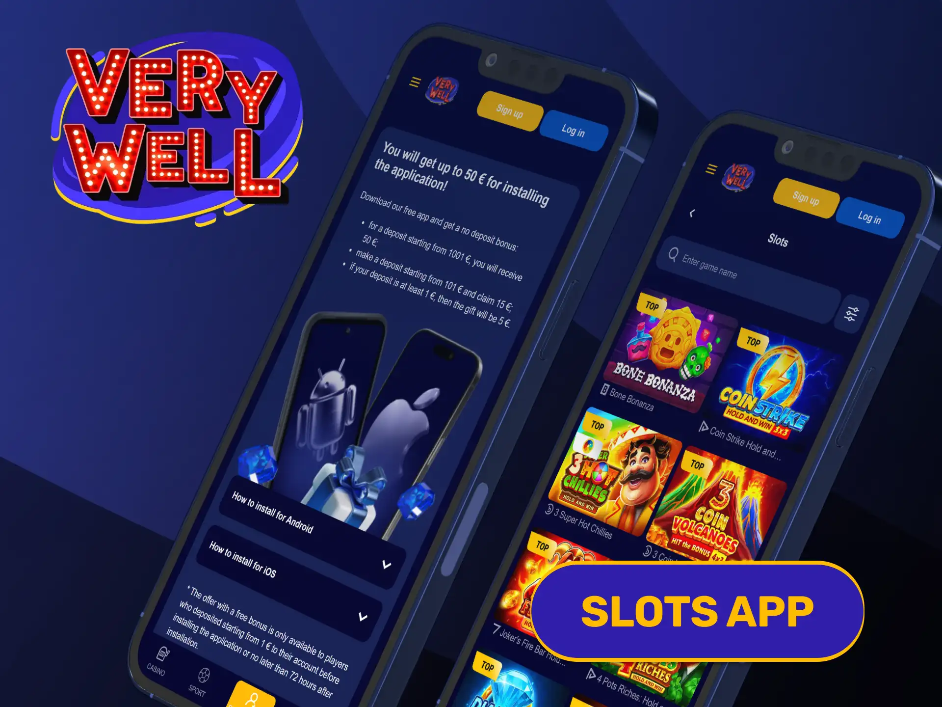 Spin high-payout video reel titles anywhere using responsive mobile VeryWell Slots.