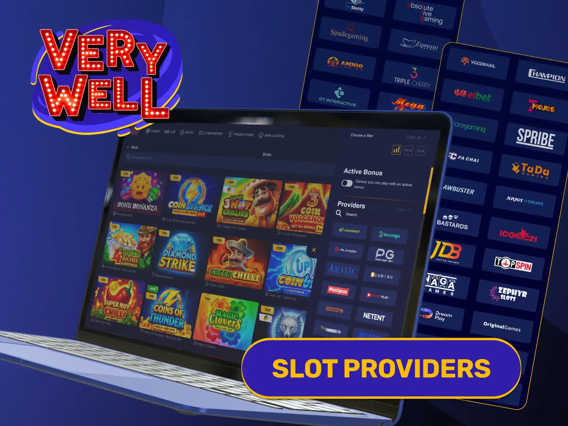 Discover premier software developers supplying official games for online VeryWell Slots.