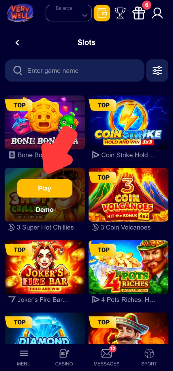 Select your preferred mode when getting started with Slots on VeryWell.