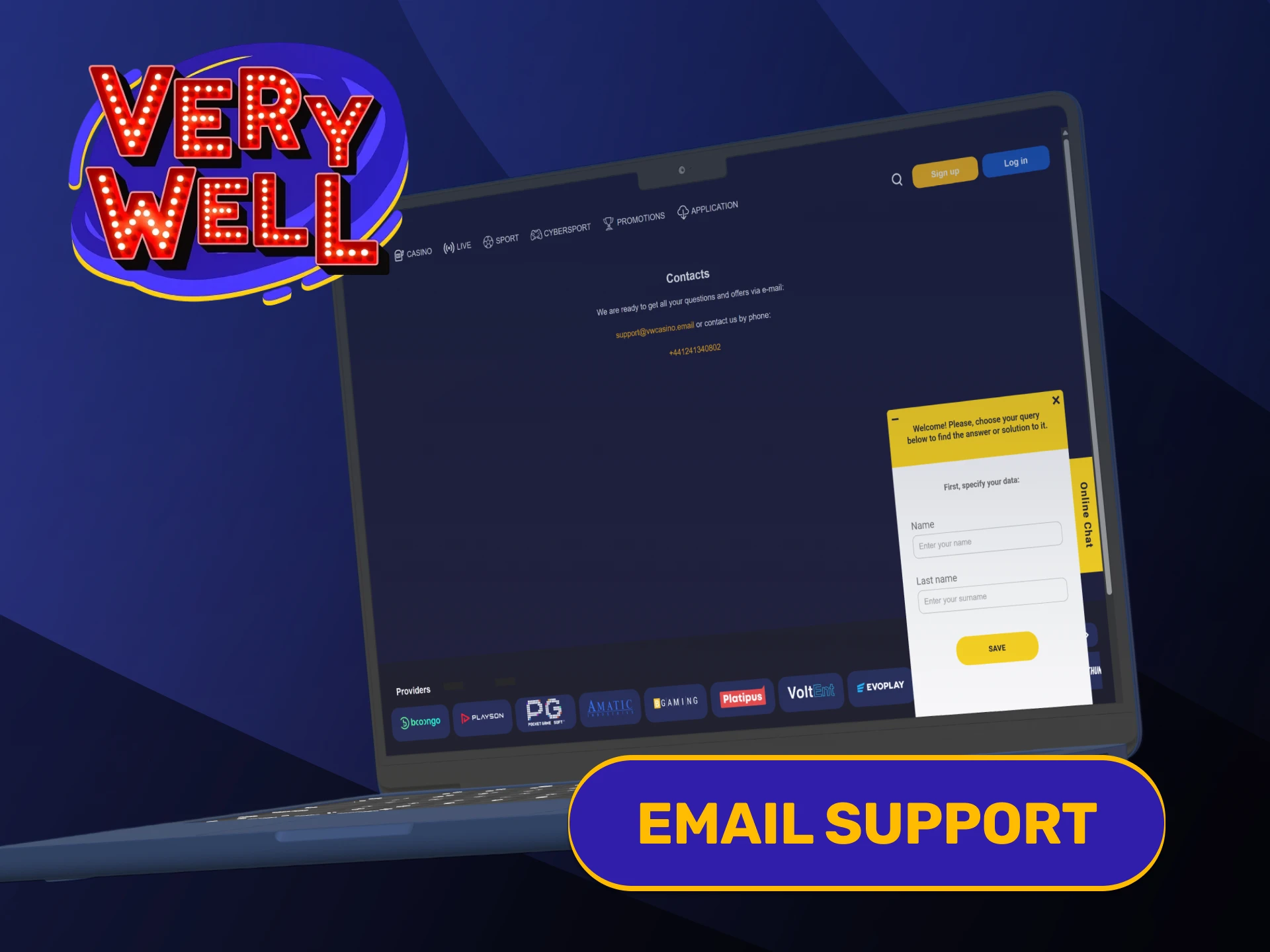 Send detailed technical inquiry messages using VeryWell Support email service.